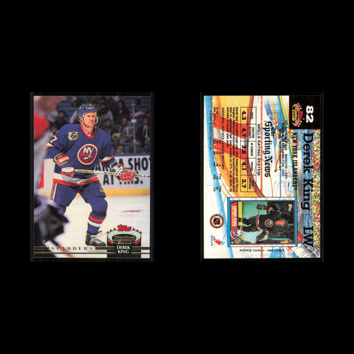 Derek King #82 1992 Stadium Club New York Islanders Hockey Card NHL NM