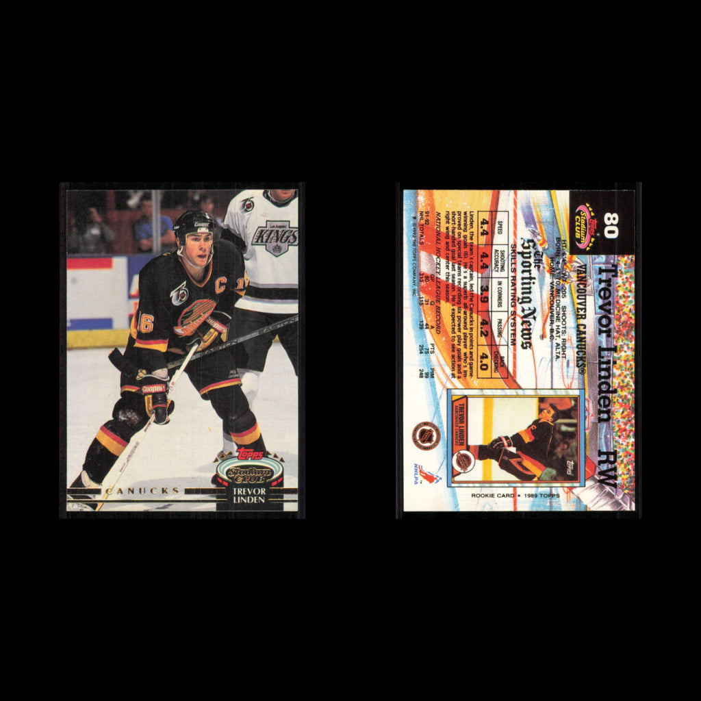 Trevor Linden #80 1992 Stadium Club Vancouver Canucks Hockey Card NHL NM