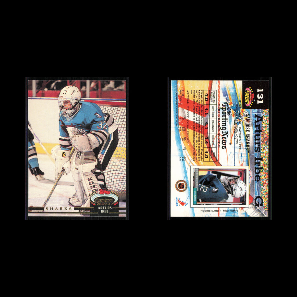 Arturs Irbe #131 1992 Stadium Club San Jose Sharks Hockey Card NHL NM