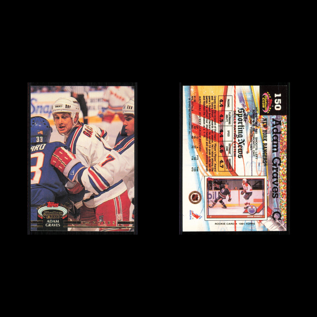 Adam Graves #150 1992 Stadium Club New York Rangers Hockey Card NHL NM