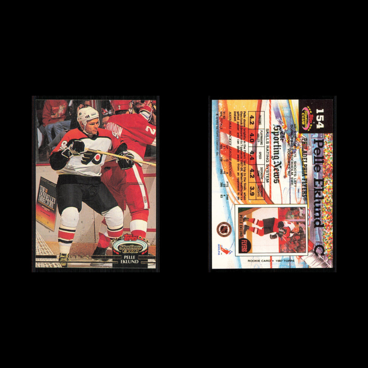 Pelle Eklund #154 1992 Stadium Club Philadelphia Flyers Hockey Card NHL NM