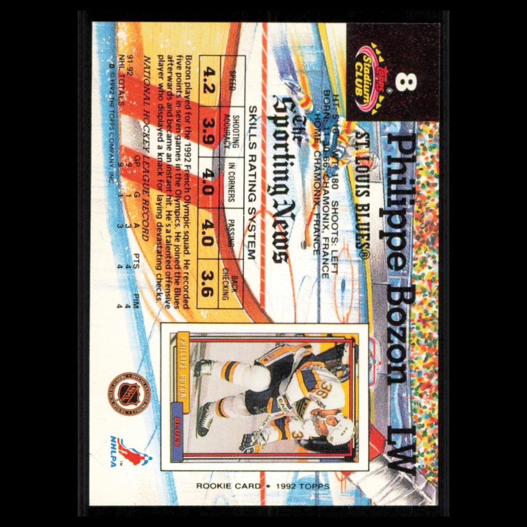 Philippe Bozon #8 1992 Stadium Club St. Louis Blues Hockey Card NHL NM