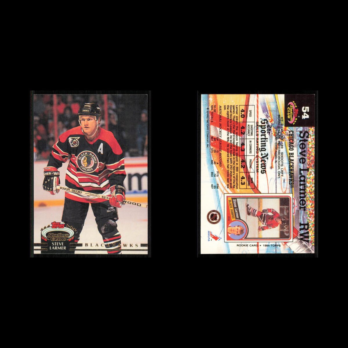 Steve Larmer #54 1992 Stadium Club Chicago Blackhawks Hockey Card NHL NM