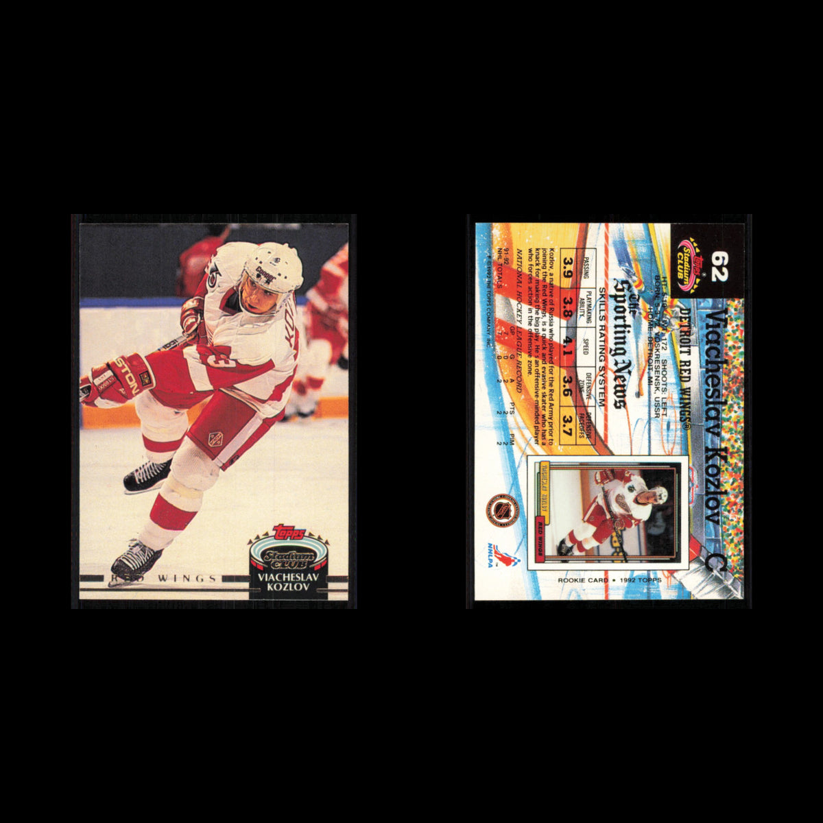 Viacheslav Kozlov #62 1992 Stadium Club Detroit Red Wings Hockey Card NHL NM