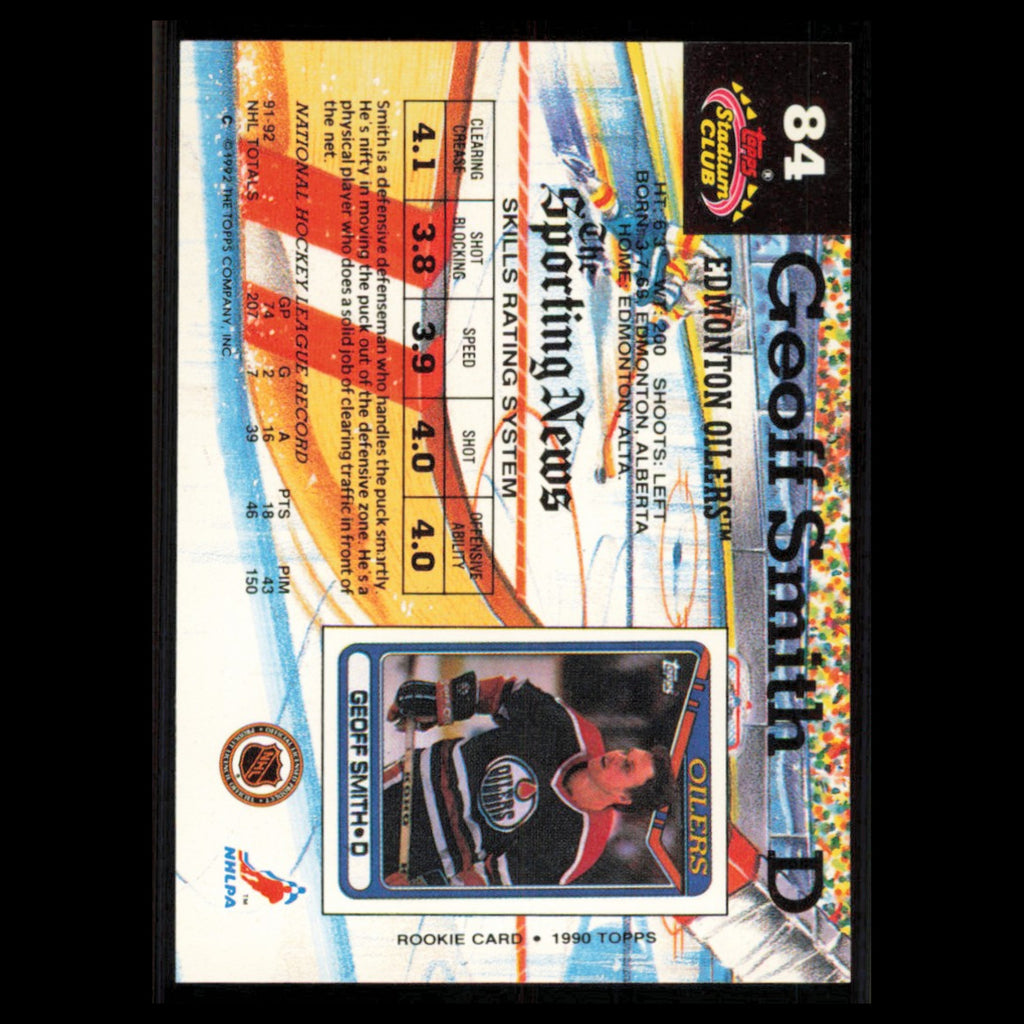 Geoff Smith #84 1992 Stadium Club Edmonton Oilers Hockey Card NHL NM