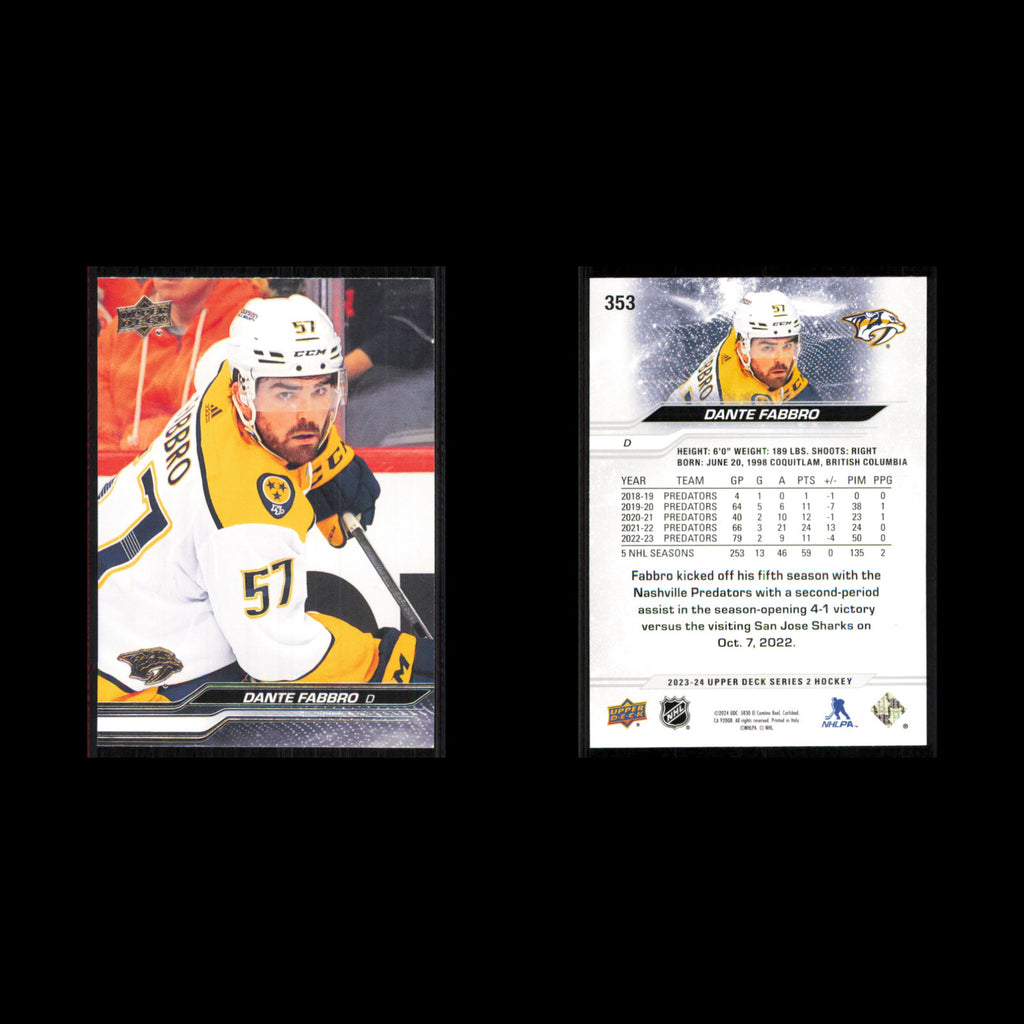 Dante Fabbro #353 2023 Upper Deck Nashville Predators Hockey Card NHL NM