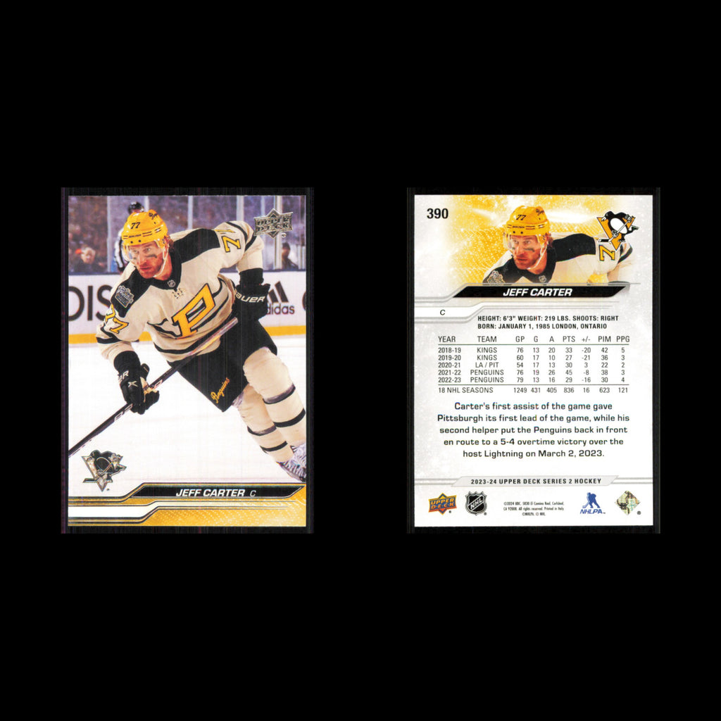 Jeff Carter #390 2023 Upper Deck Pittsburgh Penguins Hockey Card NHL NM