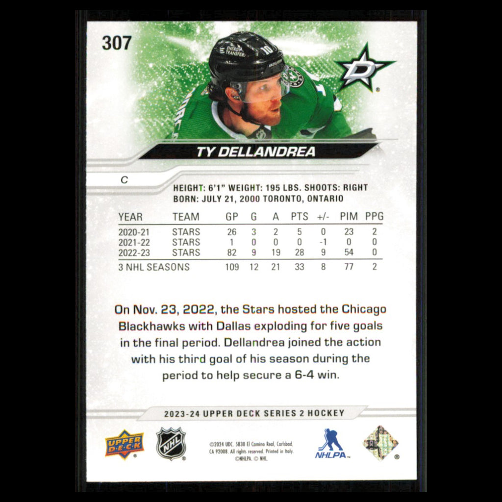 Ty Dellandrea #307 2023 Upper Deck Dallas Stars Hockey Card NHL NM