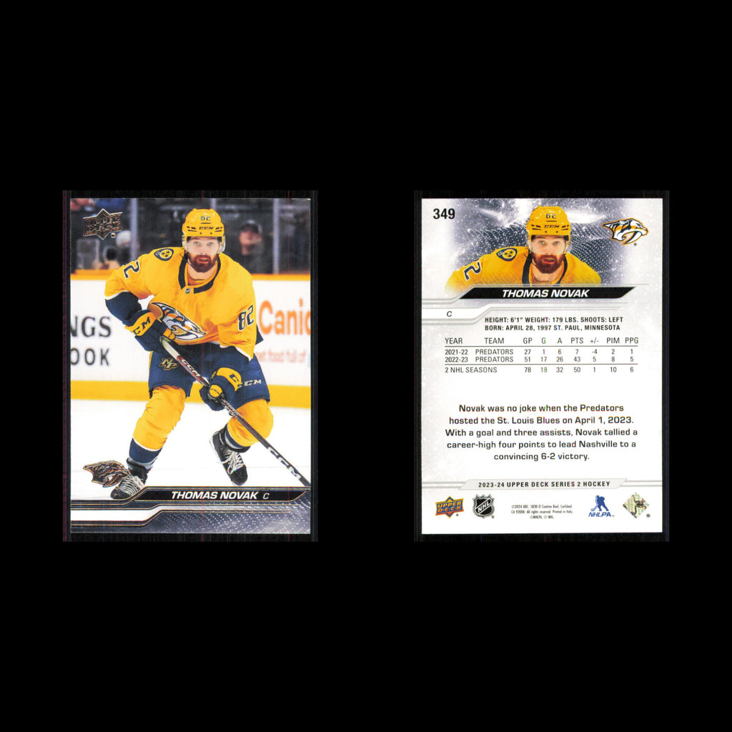 Thomas Novak #349 2023 Upper Deck Nashville Predators Hockey Card NHL NM