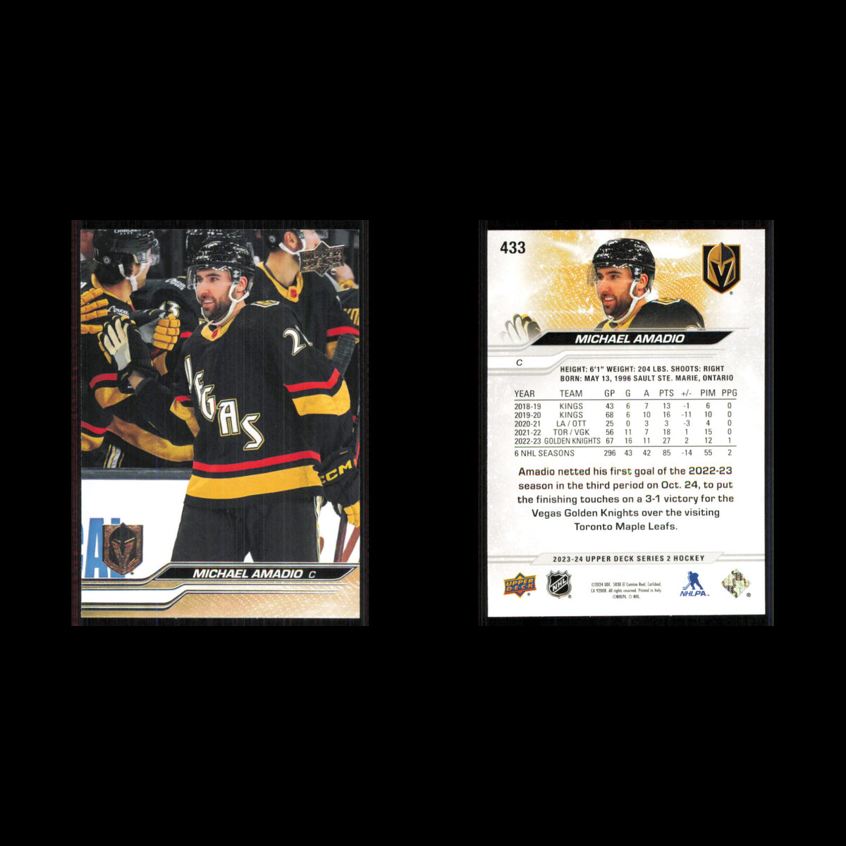 Michael Amadio #433 2023 Upper Deck Vegas Golden Knights Hockey Card NHL NM