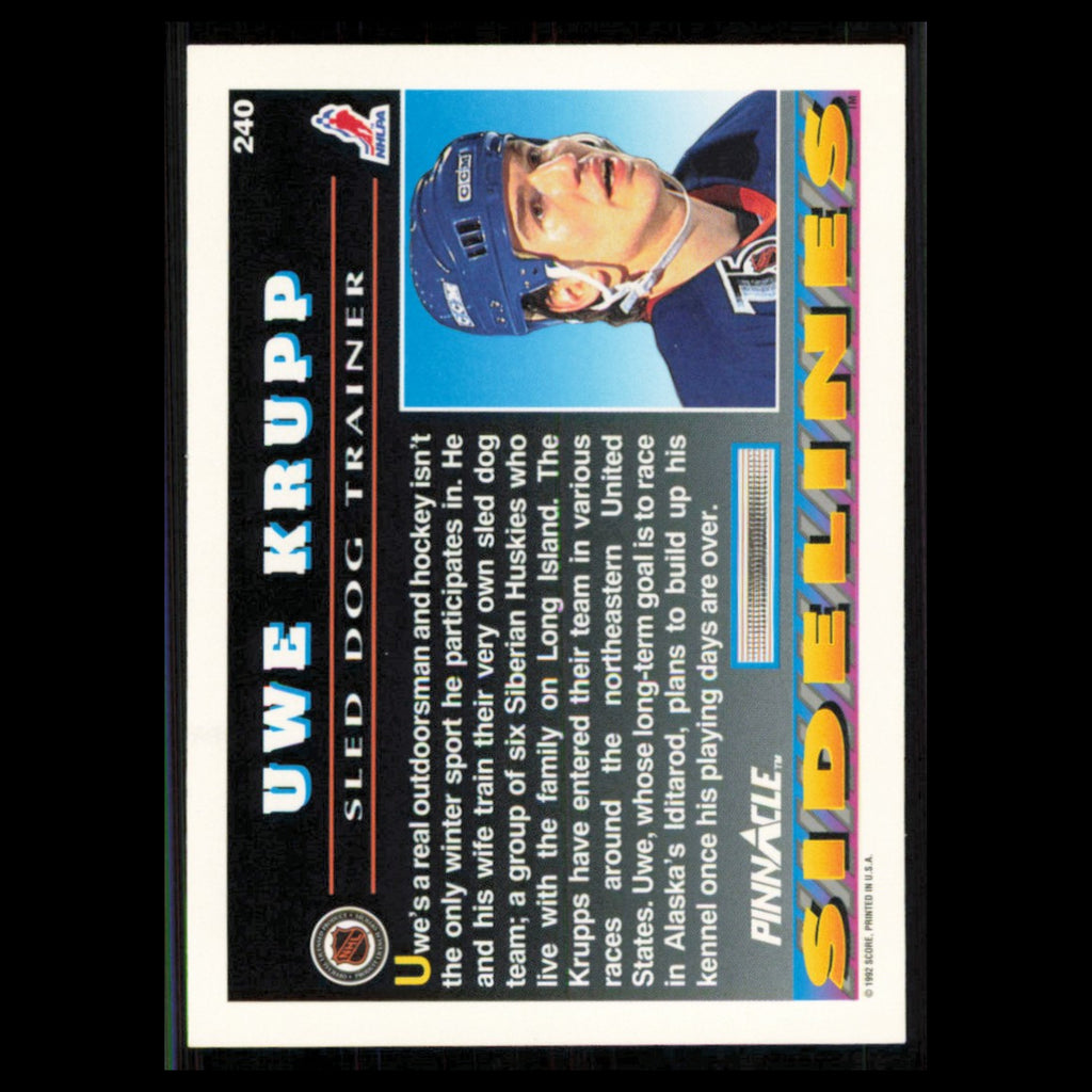 Uwe Krupp #240 1992 Pinnacle New York Islanders Hockey Card NHL NM