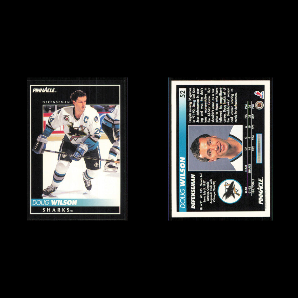 Doug Wilson #52 1992 Pinnacle San Jose Sharks Hockey Card NHL NM