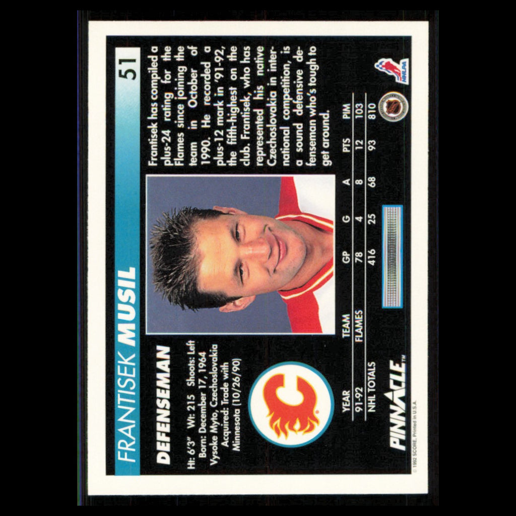 Frank Musil #51 1992 Pinnacle Calgary Flames Hockey Card NHL NM
