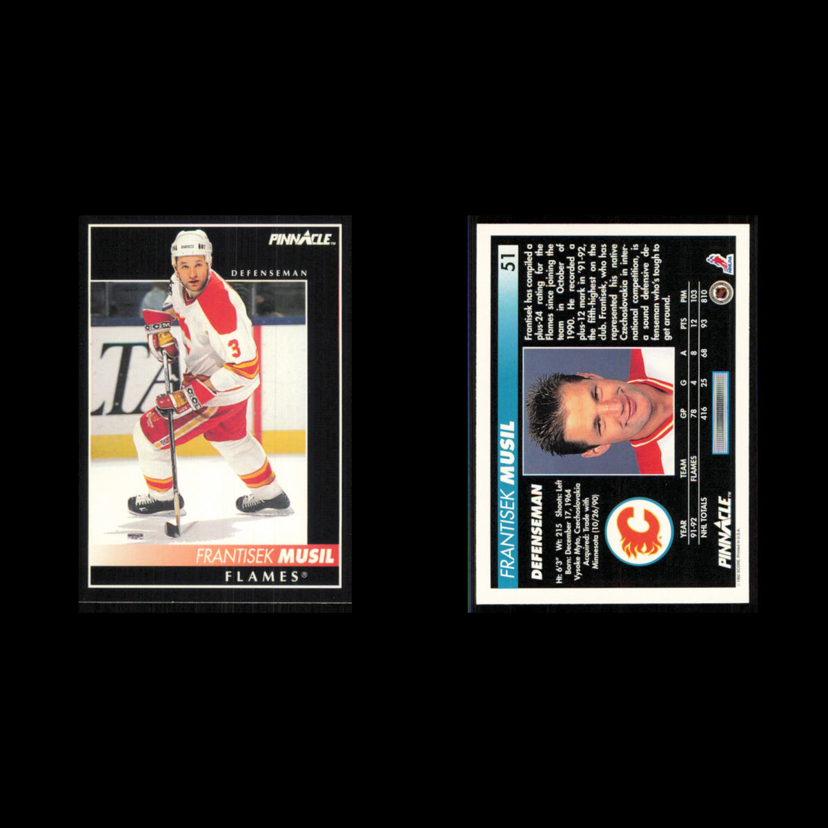 Frank Musil #51 1992 Pinnacle Calgary Flames Hockey Card NHL NM