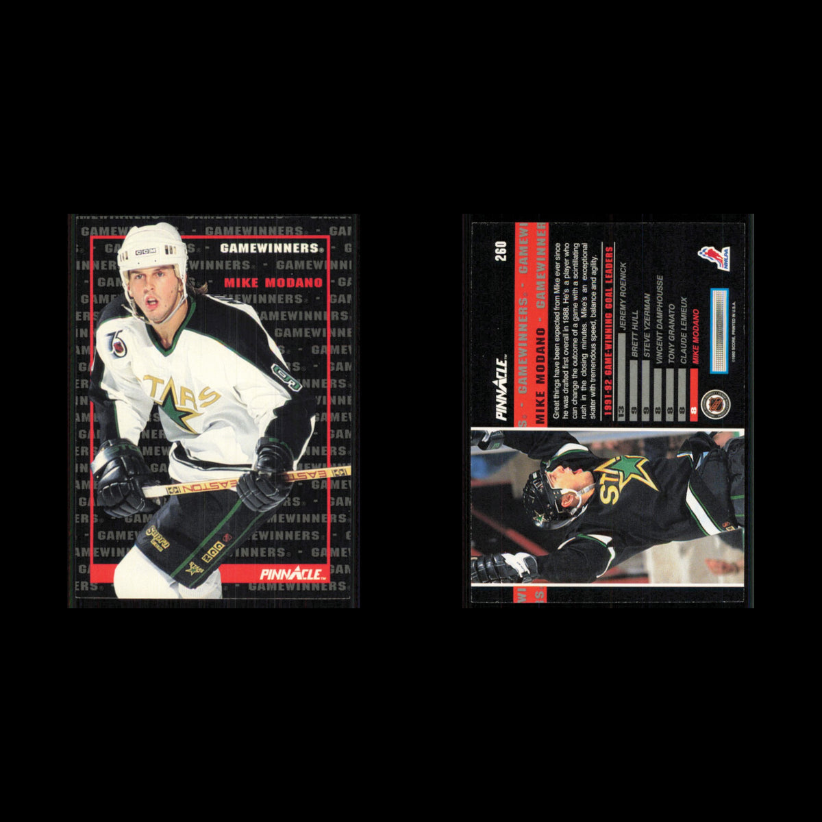 Mike Modano #260 1992 Pinnacle Minnesota North Stars Hockey Card NHL NM