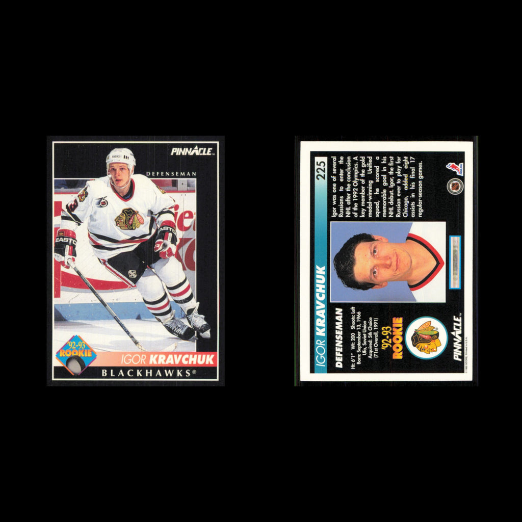 Igor Kravchuk Rookie #225 1992 Pinnacle Chicago Blackhawks Hockey Card NHL NM