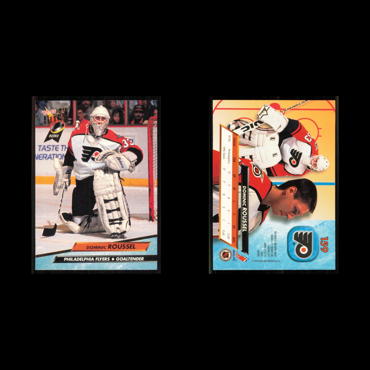 Dominic Roussel #159 1992 Fleer Ultra Philadelphia Flyers Hockey Card NHL NM