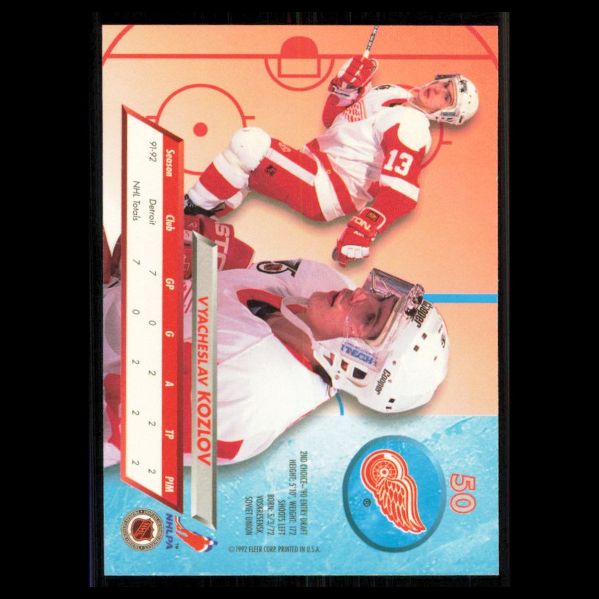 Vyacheslav Kozlov #50 1992 Fleer Ultra Detroit Red Wings Hockey Card NHL NM