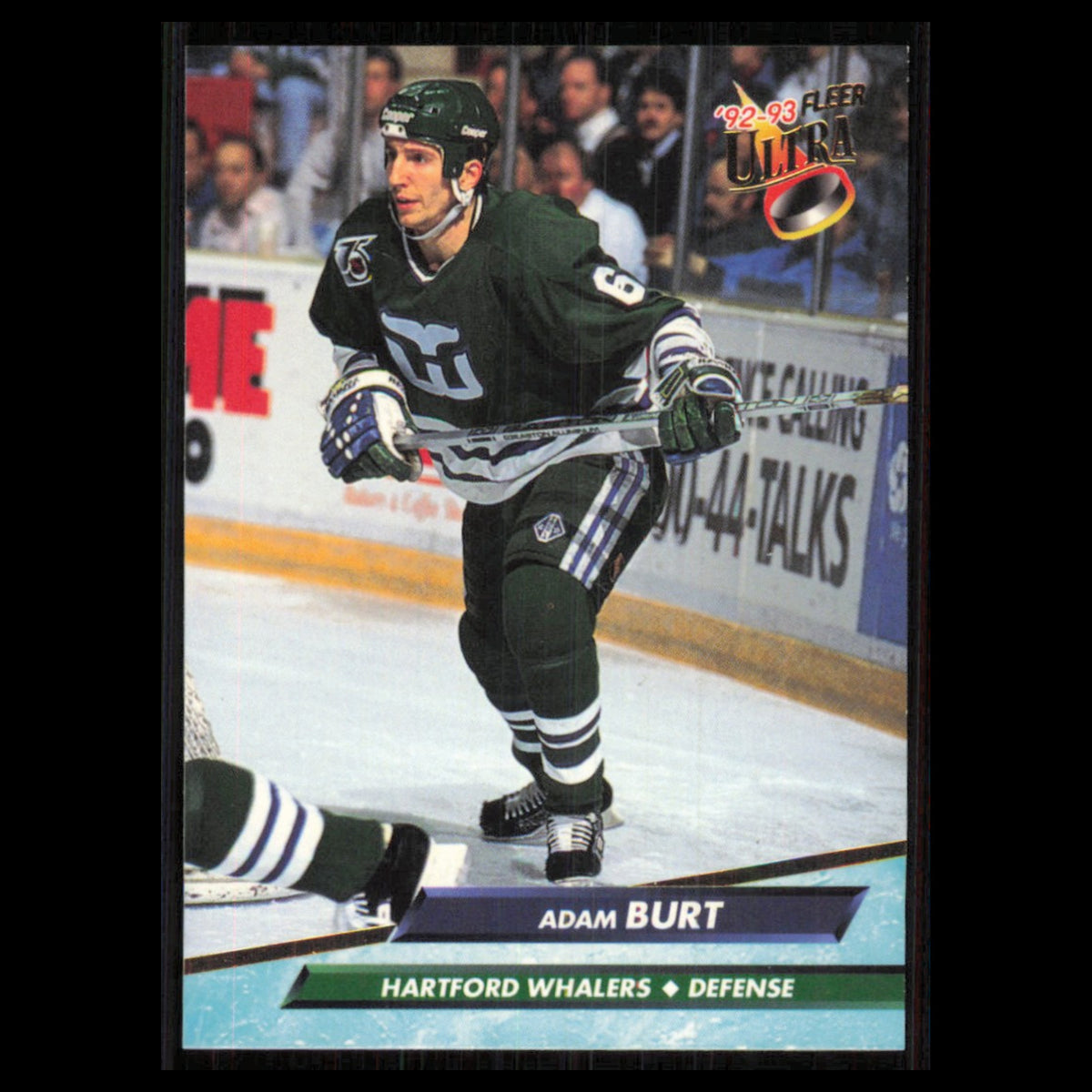 Adam Burt #69 1992 Fleer Ultra Hartford Whalers Hockey Card NHL NM