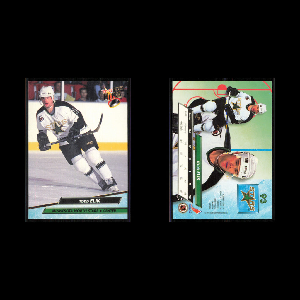 Todd Elik #93 1992 Fleer Ultra Minnesota North Stars Hockey Card NHL NM