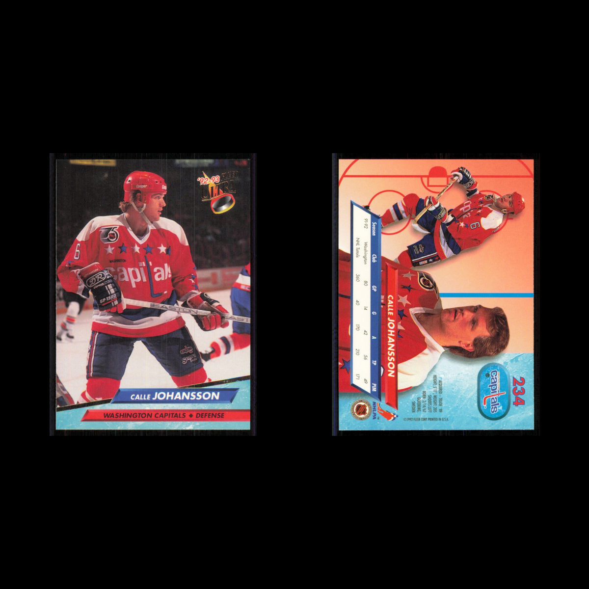 Calle Johansson #234 1992 Fleer Ultra Washington Capitals Hockey Card NHL NM