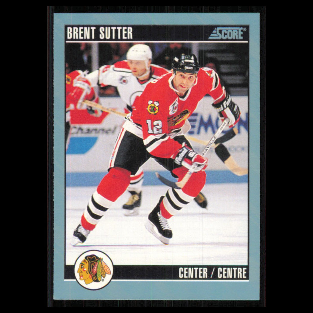 Brent Sutter #112 1992 Score Canadian Chicago Blackhawks Hockey Card NHL NM