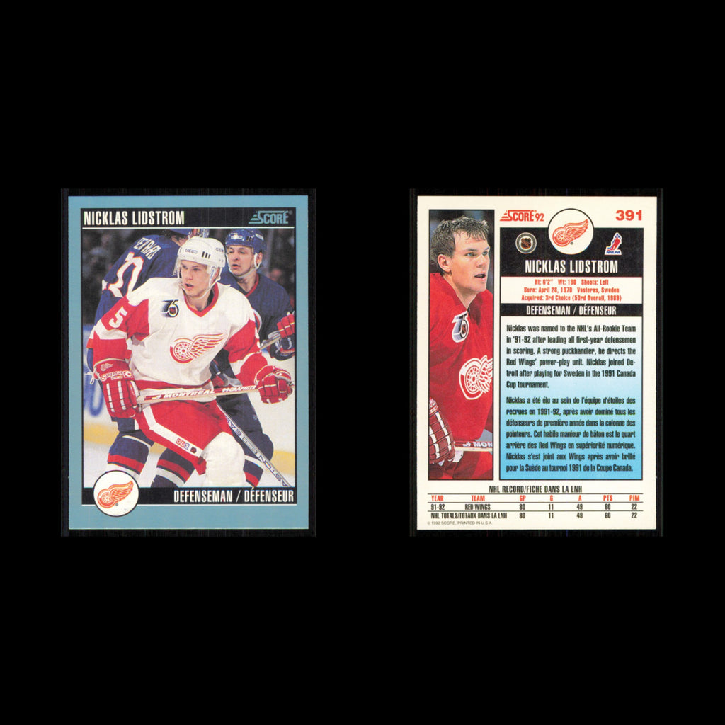 Nicklas Lidstrom #391 1992 Score Canadian Detroit Red Wings Hockey Card NHL NM