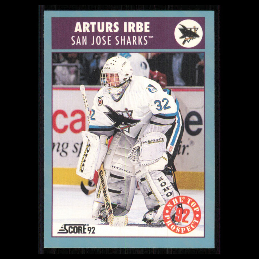 Arturs Irbe Rookie #457 1992 Score Canadian San Jose Sharks Hockey Card NHL NM