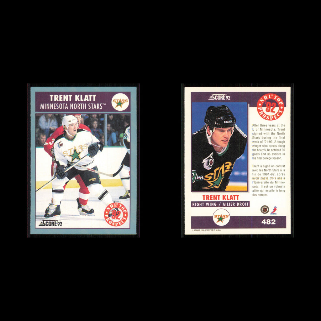 Trent Klatt Rookie #482 1992 Score Canadian Minnesota North Stars Hockey Card NM