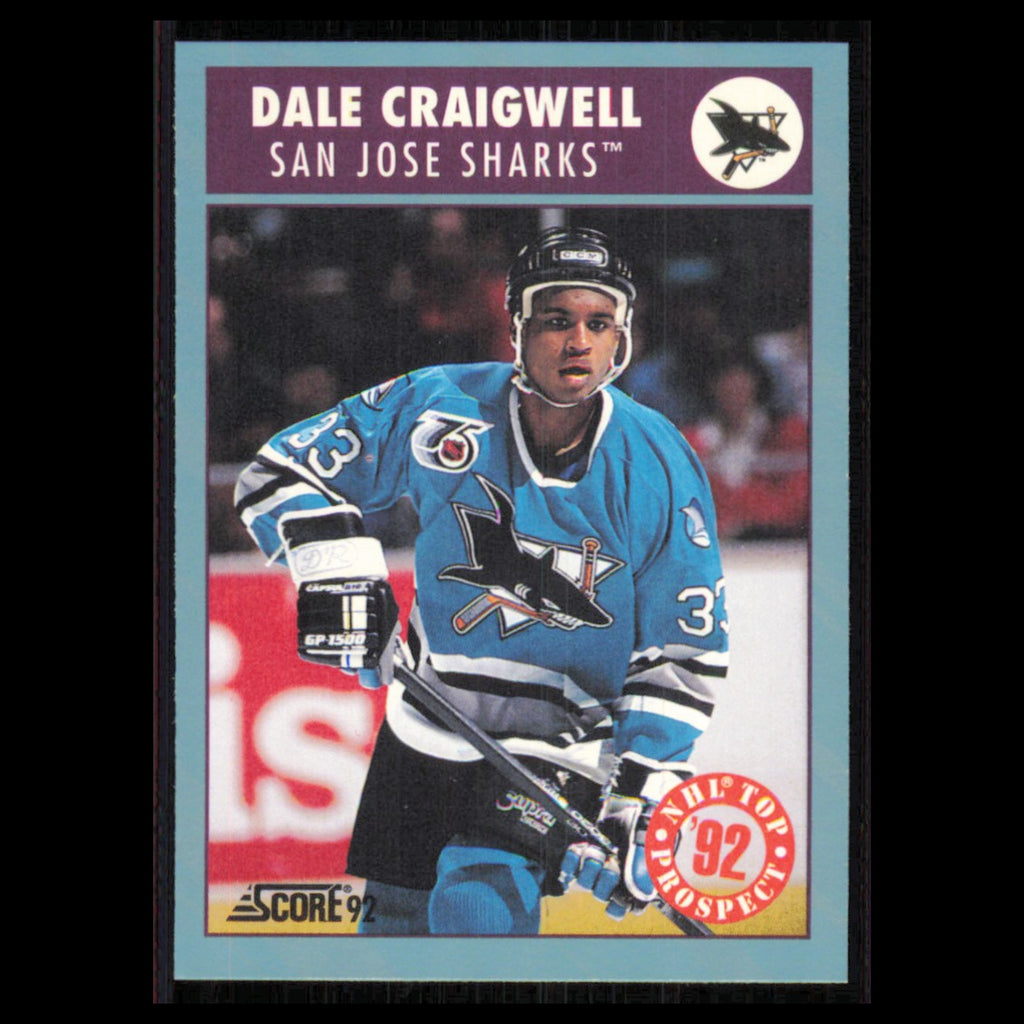 Dale Craigwell Rookie #466 1992 Score Canadian San Jose Sharks Hockey Card NHL