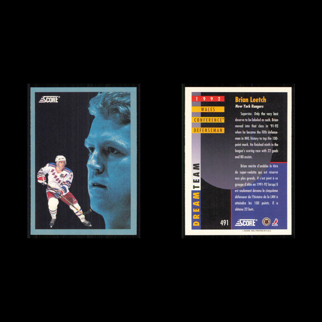 Brian Leetch #491 1992 Score Canadian New York Rangers Hockey Card NHL NM