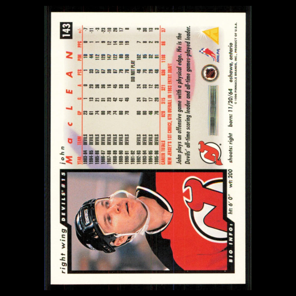 John MacLean #143 1996 Score New Jersey Devils Hockey Card NHL NM