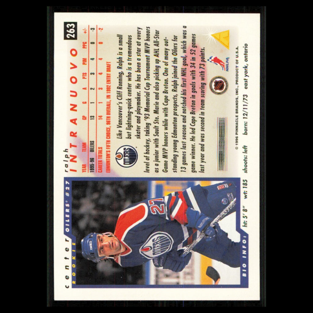 Ralph Intranuovo #263 1996 Score Edmonton Oilers Hockey Card NHL NM