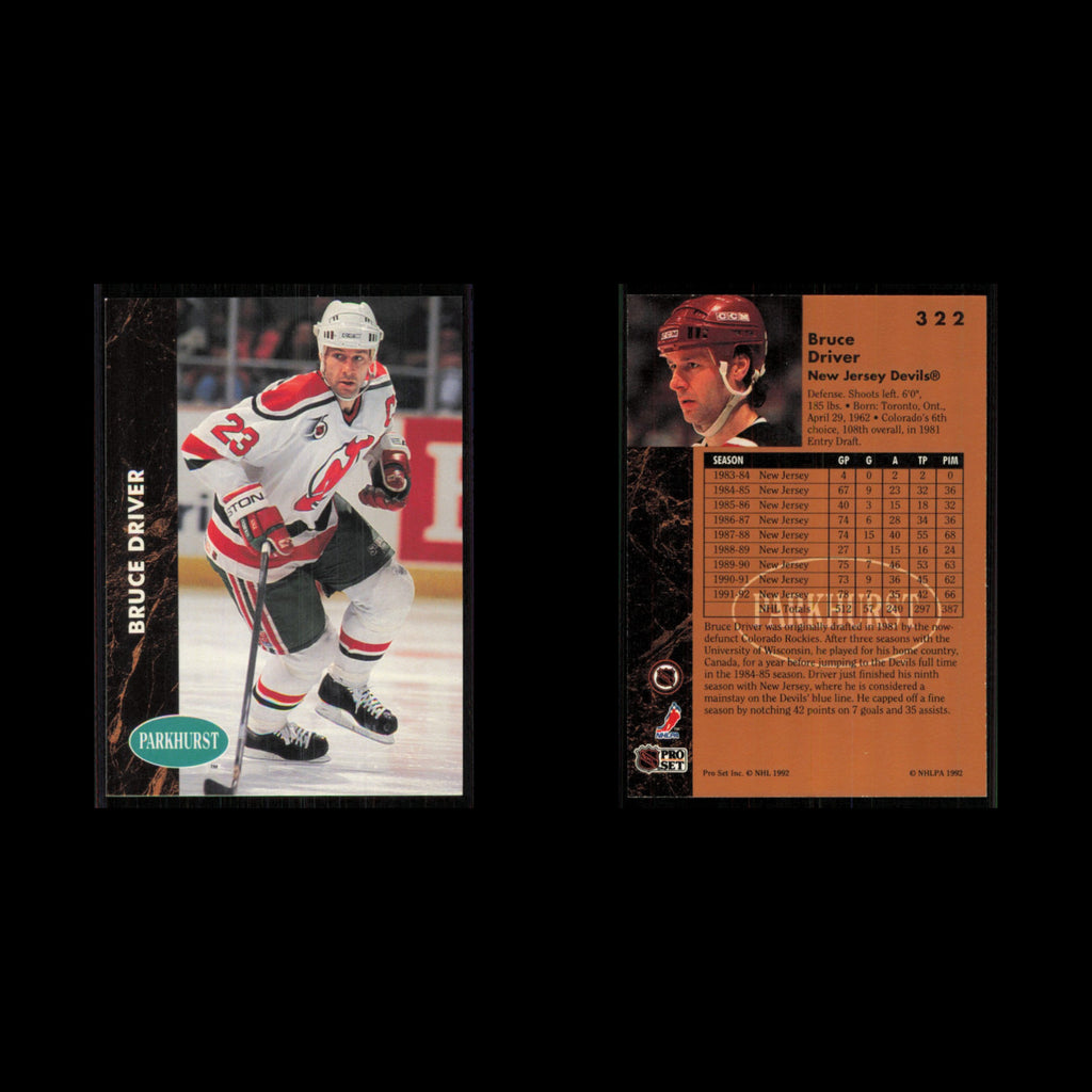 Bruce Driver #322 1991 Parkhurst New Jersey Devils Hockey Card NHL NM