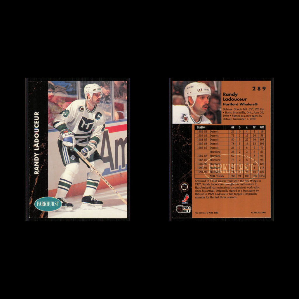 Randy Ladouceur #289 1991 Parkhurst Hartford Whalers Hockey Card NHL NM