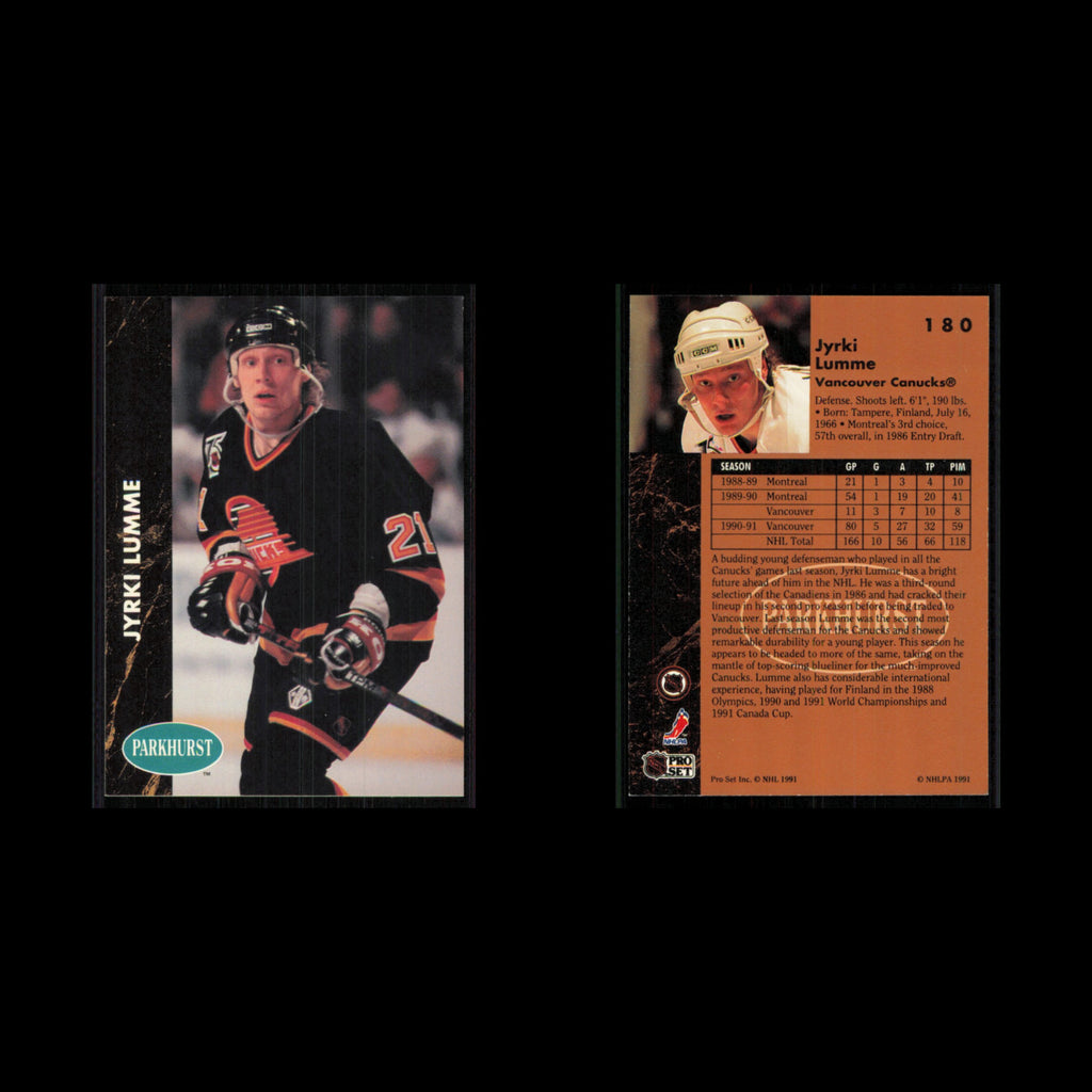 Jyrki Lumme #180 1991 Parkhurst Vancouver Canucks Hockey Card NHL NM