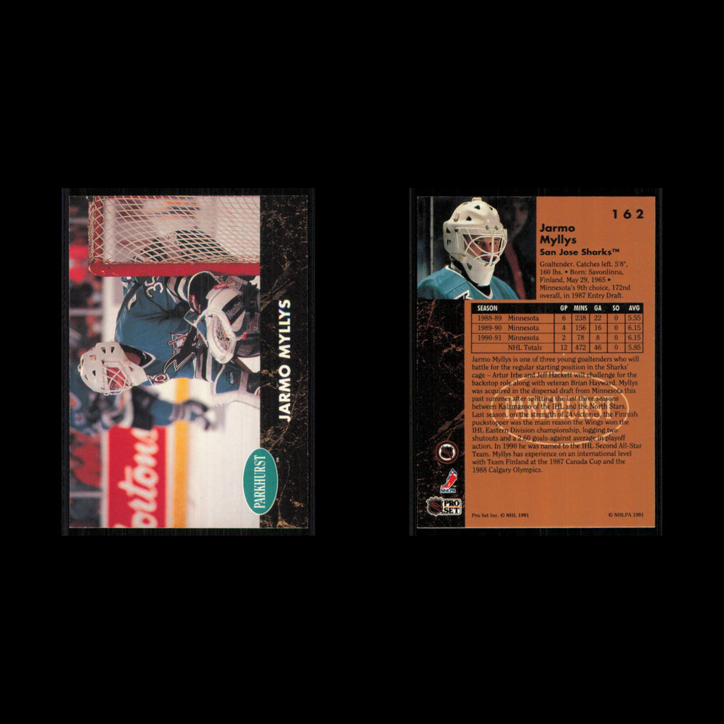 Jarmo Myllys #162 1991 Parkhurst San Jose Sharks Hockey Card NHL NM