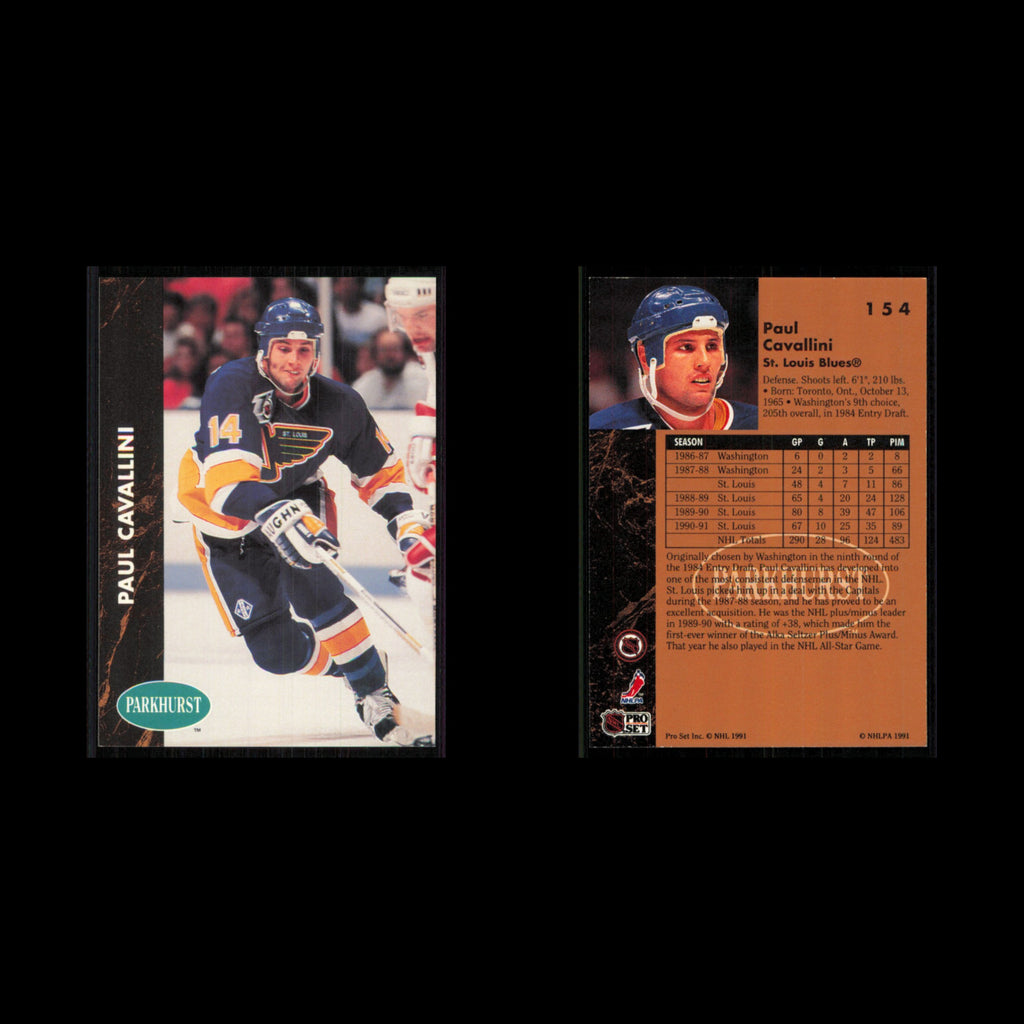 Paul Cavallini #154 1991 Parkhurst St. Louis Blues Hockey Card NHL NM