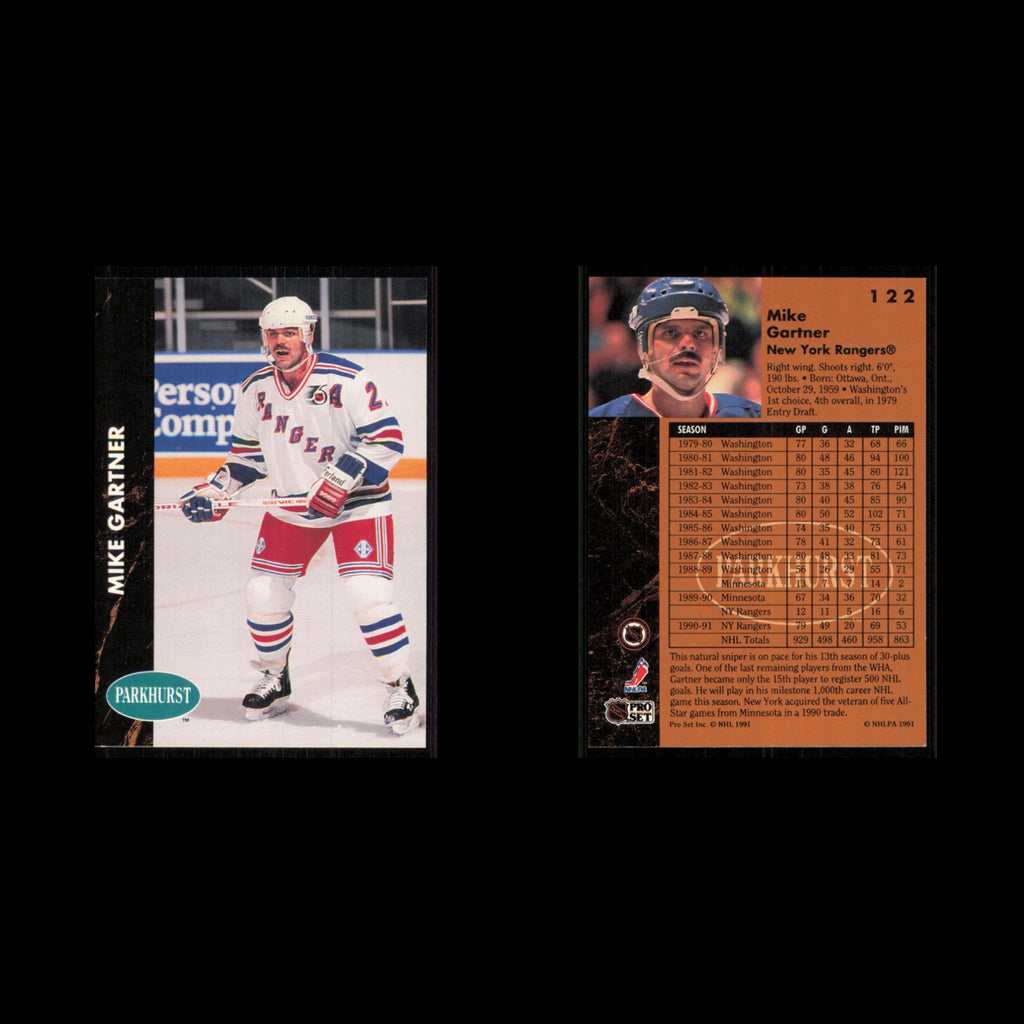 Mike Gartner #122 1991 Parkhurst New York Rangers Hockey Card NHL NM