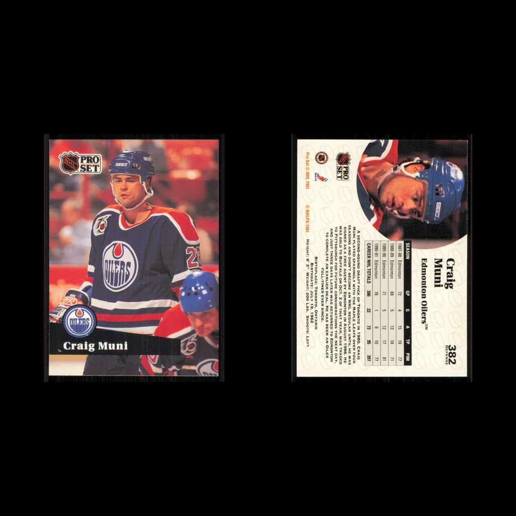 Craig Muni #382 1991 Pro Set Edmonton Oilers Hockey Card NHL NM