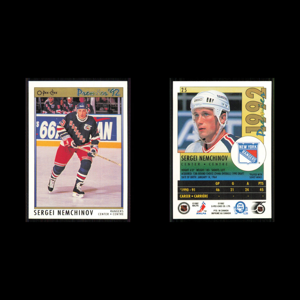 Sergei Nemchinov #25 1991 O-Pee-Chee Premier New York Rangers Hockey Card NHL NM