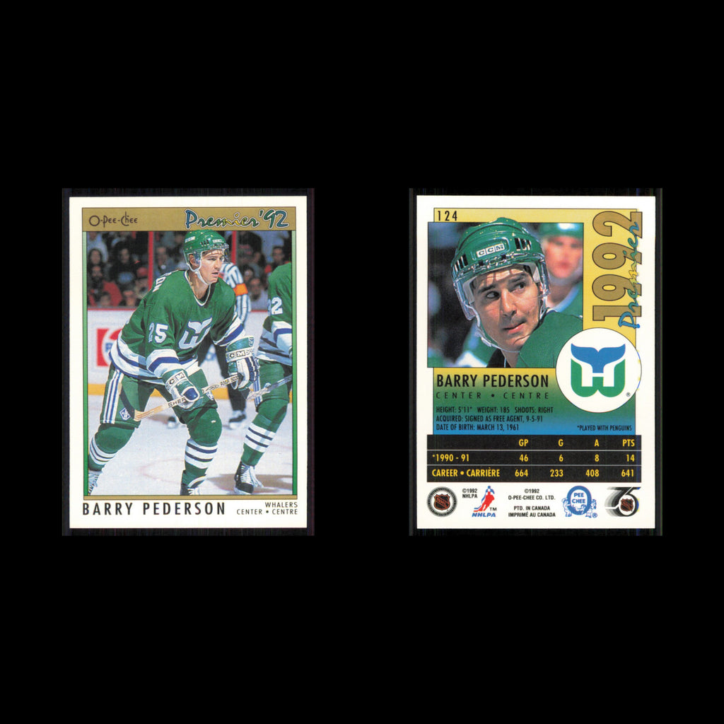 Barry Pederson #124 1991 O-Pee-Chee Premier Hartford Whalers Hockey Card NHL NM