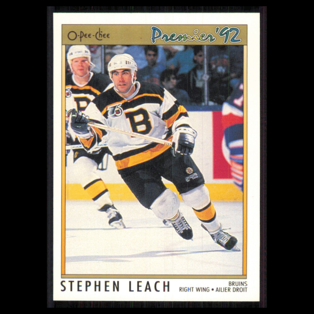 Steve Leach #12 1991 O-Pee-Chee Premier Boston Bruins Hockey Card NHL NM