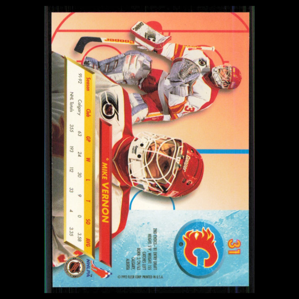 Mike Vernon #31 1992 Fleer Ultra Calgary Flames Hockey Card NHL NM
