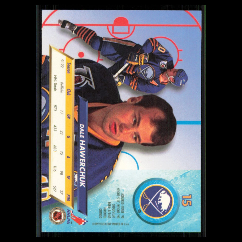 Dale Hawerchuk #15 1992 Fleer Ultra Buffalo Sabres Hockey Card NHL NM
