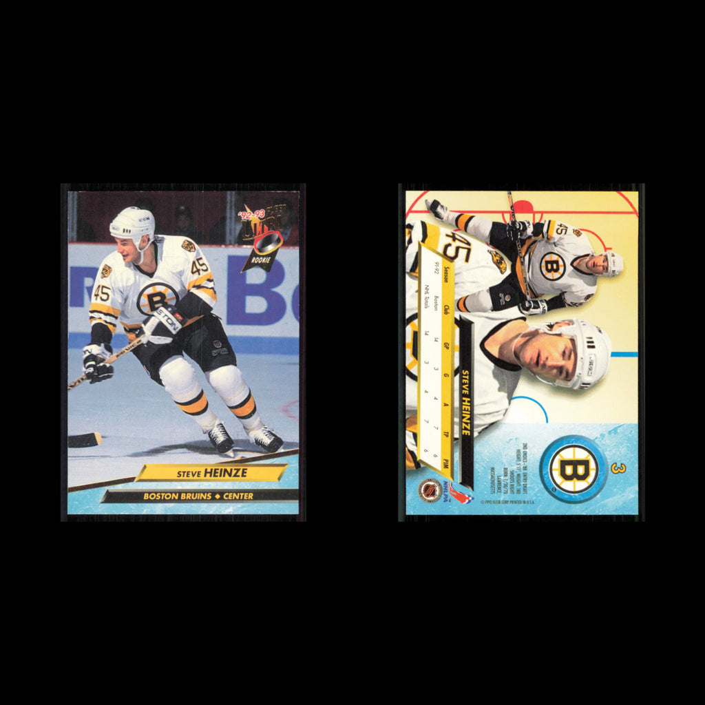Steve Heinze #3 1992 Fleer Ultra Boston Bruins Hockey Card NHL NM