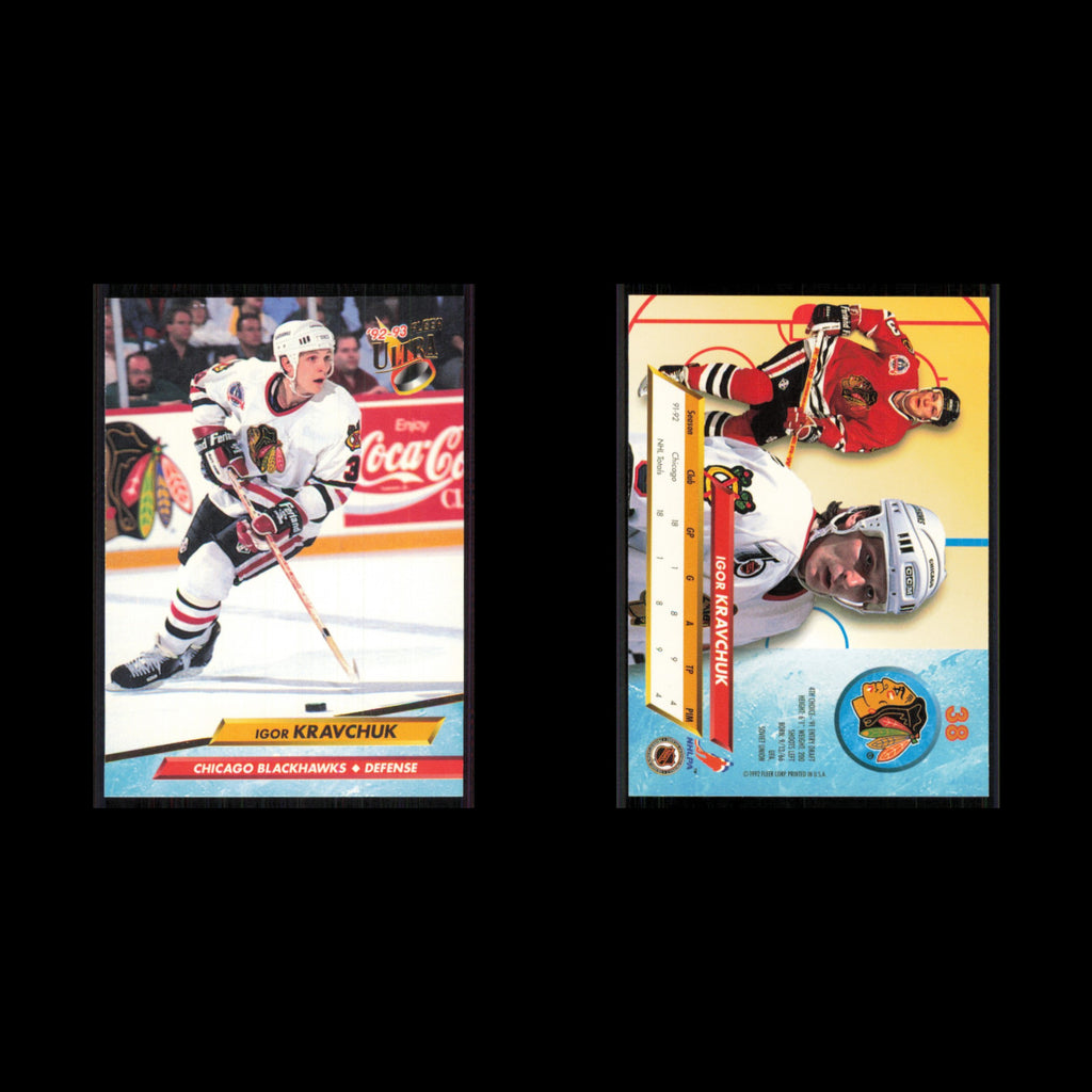 Igor Kravchuk #38 1992 Fleer Ultra Chicago Blackhawks Hockey Card NHL NM