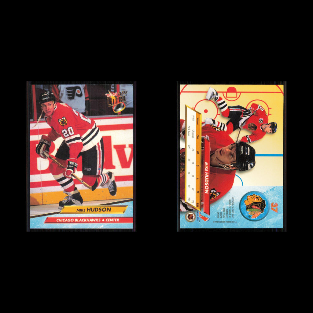 Mike Hudson #37 1992 Fleer Ultra Chicago Blackhawks Hockey Card NHL NM