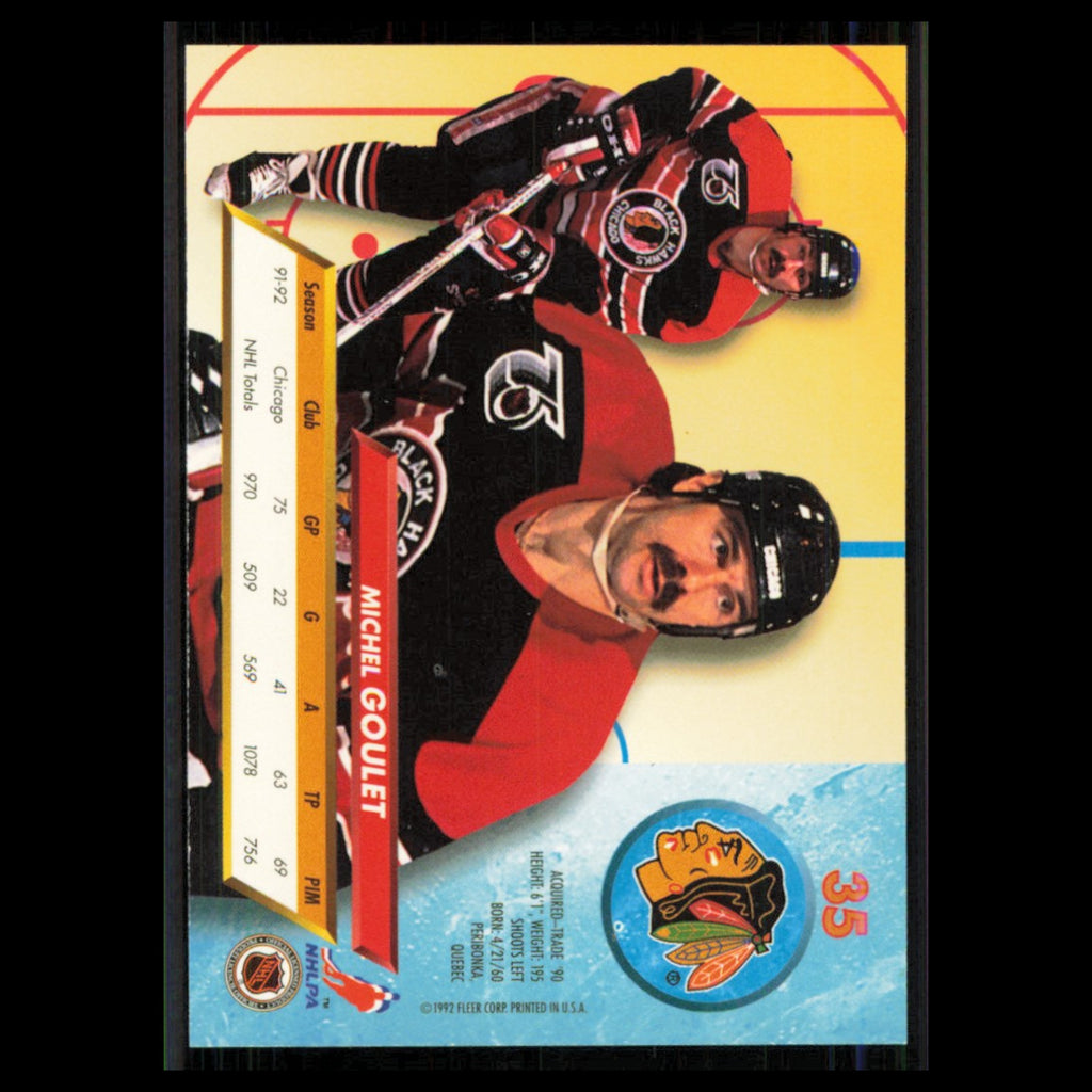 Michel Goulet #35 1992 Fleer Ultra Chicago Blackhawks Hockey Card NHL NM