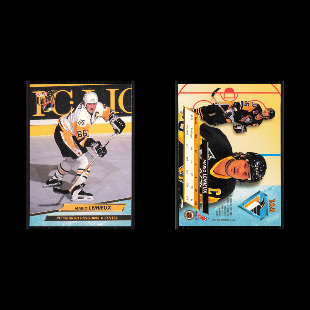 Mario Lemieux #165 1992 Fleer Ultra Pittsburgh Penguins Hockey Card NHL NM